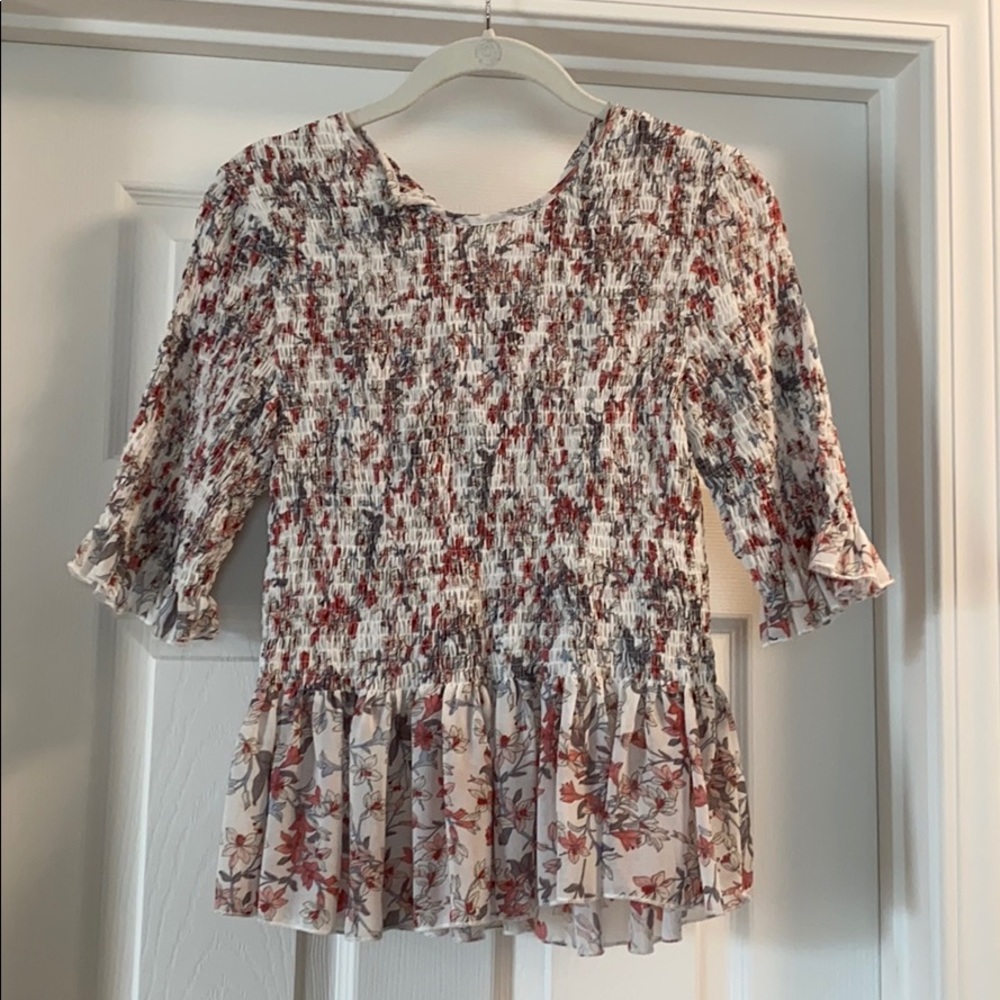 Smocked Floral Top